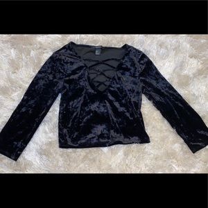 Velvet cross front long sleeve